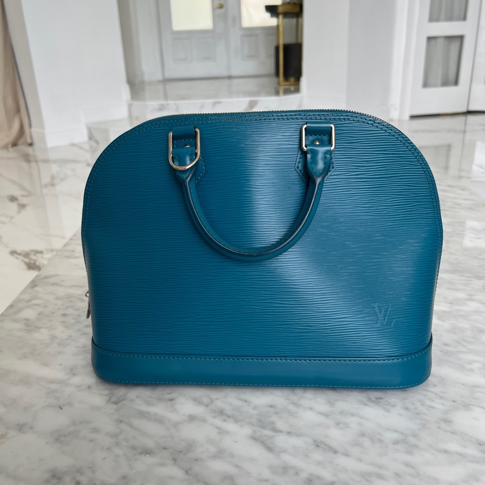 Louis Vuitton Blue Satchel Structured Leather Bag